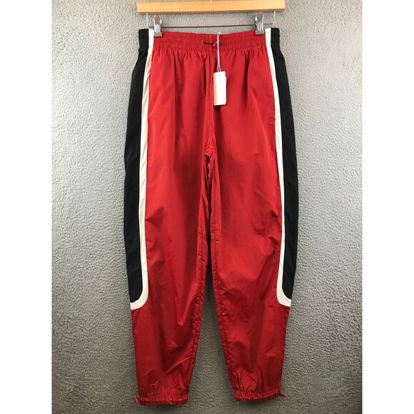 New LCKR Mens Breezy Track Pants L red w/ Stripe Sweats Jogging Tapered Leg - Picture 1 of 9